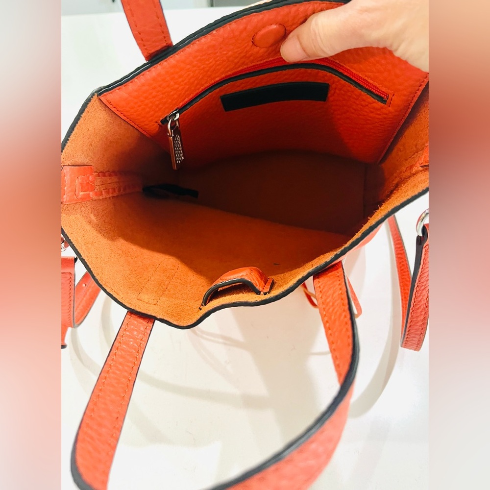 Rebecca Minkoff Mini Unlined Ladies Small Leather Tote Handbag, Mandarin Orange. - Picture 3 of 12